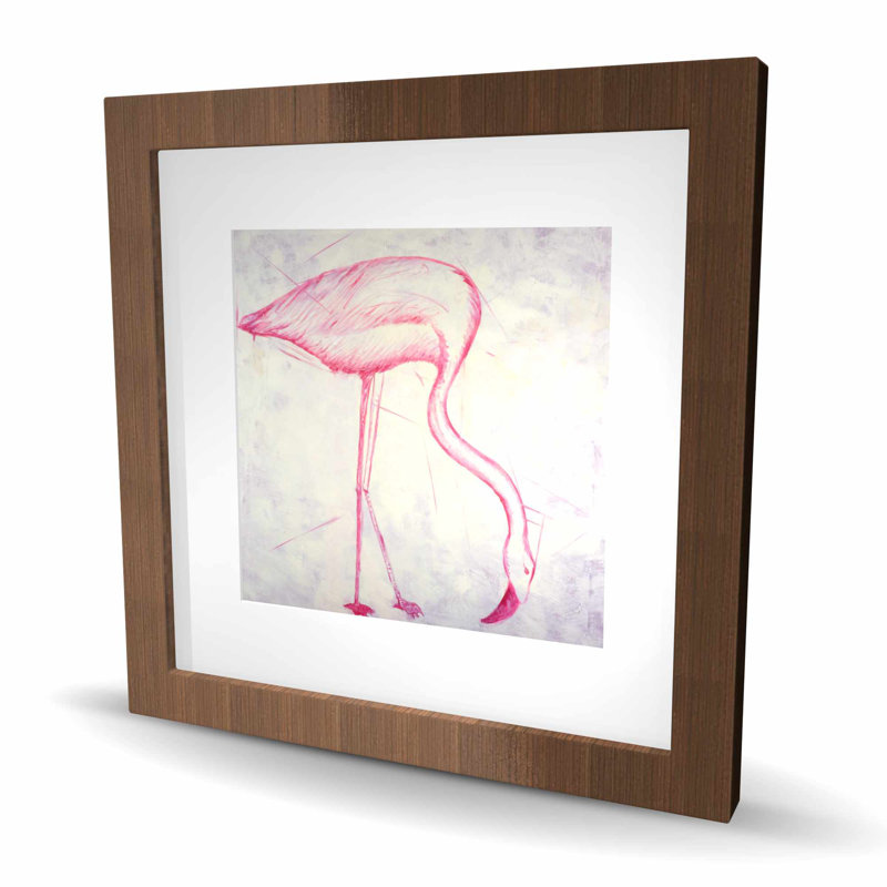 Croquis de flamant rose - oiseau exotique, Brun, H 16 po x l 16 po