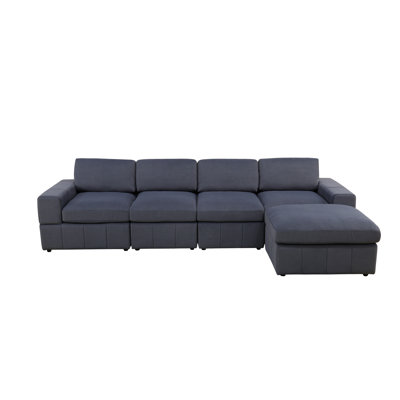Premium Fabric Reversible Modular Living Room Sofa With Ottomans