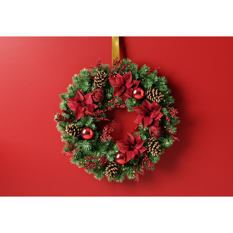 Faux Lighted 76cm Wreath