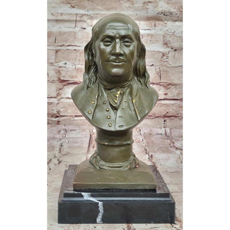 Sculpture de Benjamin Franklin en buste en bronze - père fondateur