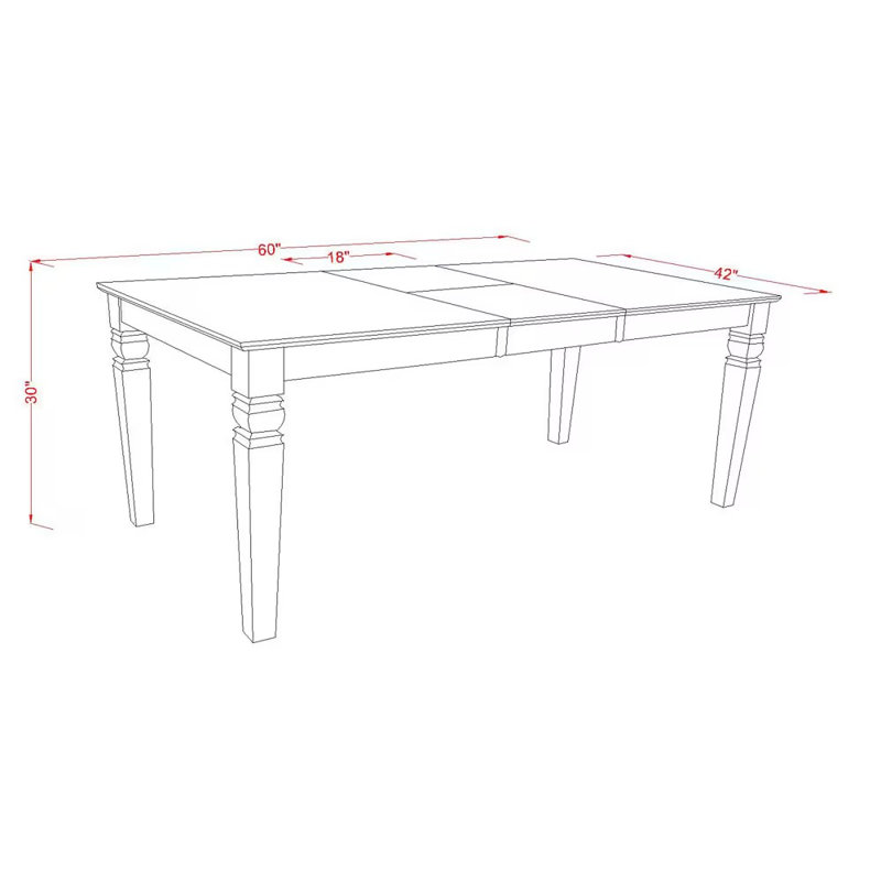 6 Piece Dining Room Furniture Set Contains a Rectangle Kitchen Table with Butterfly Leaf and 4 Dining Chairs with a Bench, 42x60 Inch, Linen White