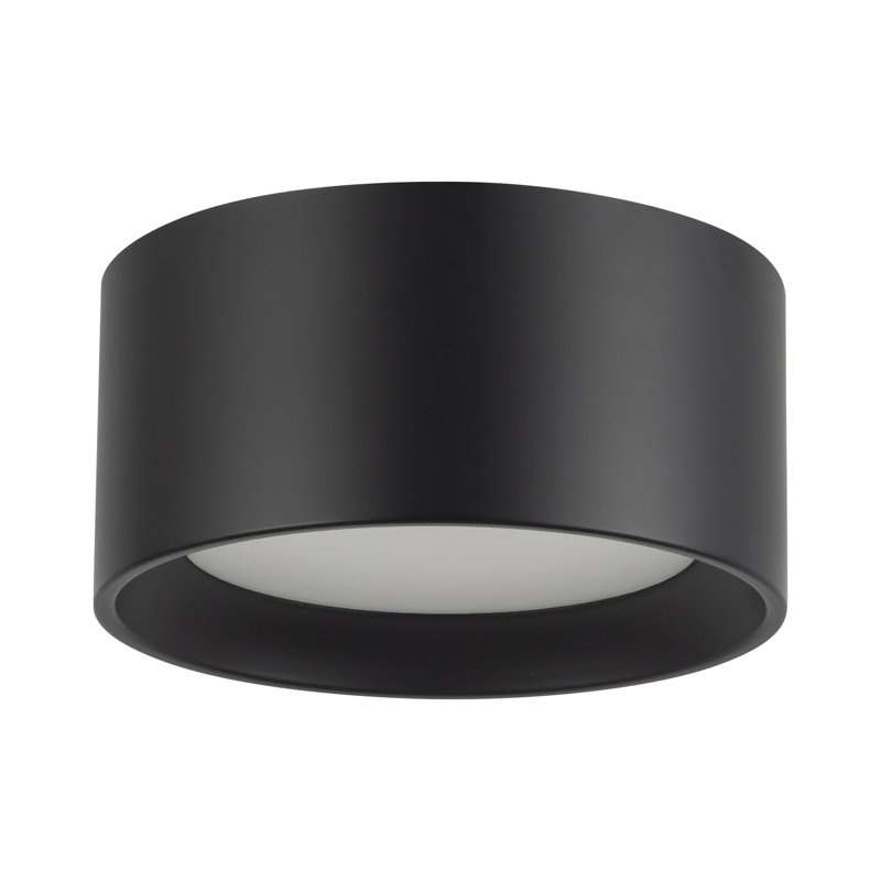 Uma 7-in Black dimmable LED Semi-Flush Mount, Height 3.5 in, Matte Black