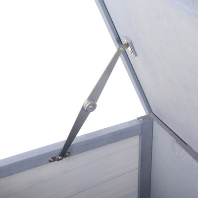 Cabane en bois en bois -, grise, imperméable, avec auge et cage grise intérieure relaxante, portes à accès multiples, auge, toit imperméable