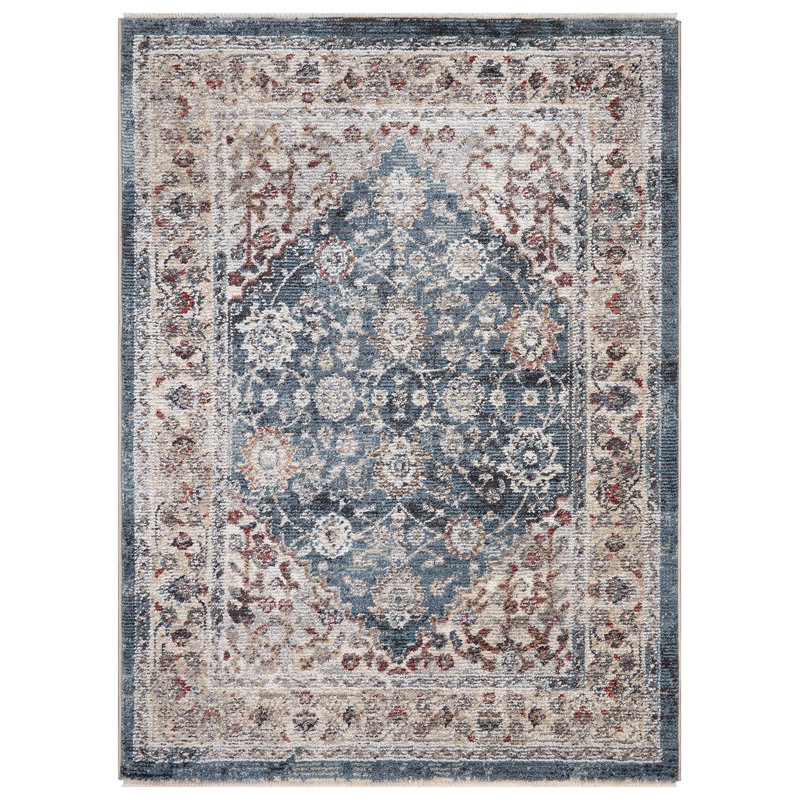 Blue Moroccan No Distressing Blue Antique Aesthetic Area Rug, Rectangle 3'3" x 4'7"