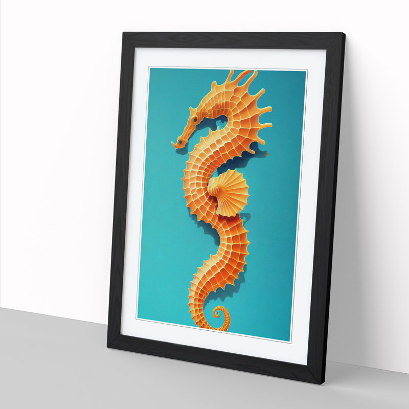 Seahorse Vol.1 - Single Picture Frame Print, Black, 64cm H x 46cm W x 2cm D