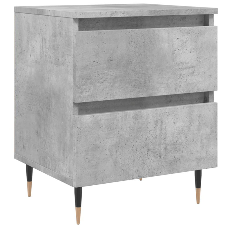 Solley 40 cm W Iron Bedside Table, Concrete Grey, Individual