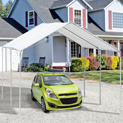 10'X20' Car Canopy With Guy Ropes - Strengthen Structure Steel Cables Stability In Weather