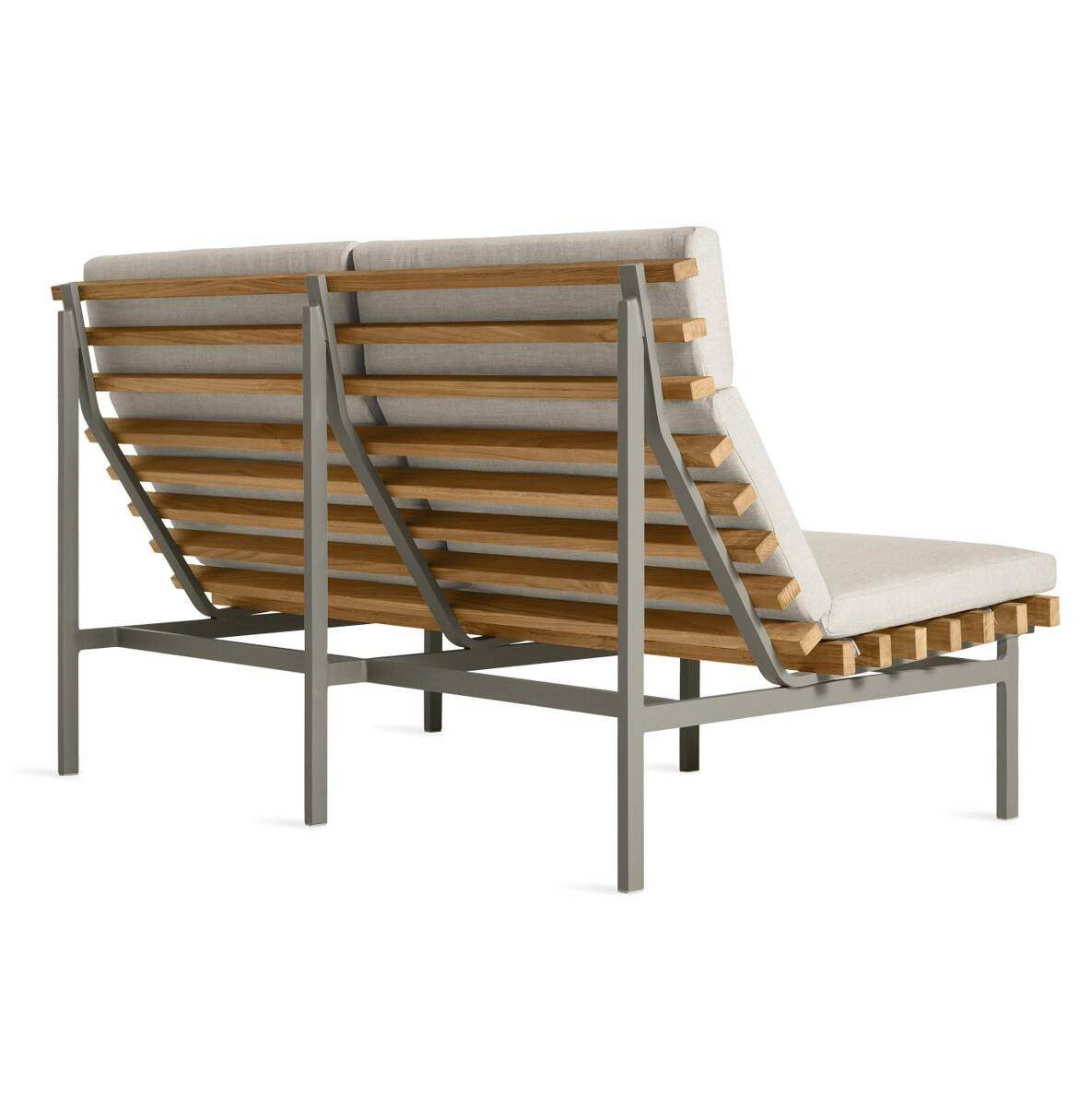 Perch 59" Teak Patio Loveseat, Sunbrella Linen, Charcoal
