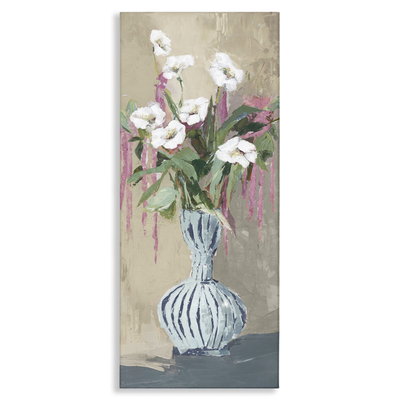 Fleurs élégantes, toile dépliée, design par Susan Pepe, H 24 po x l 10 po
