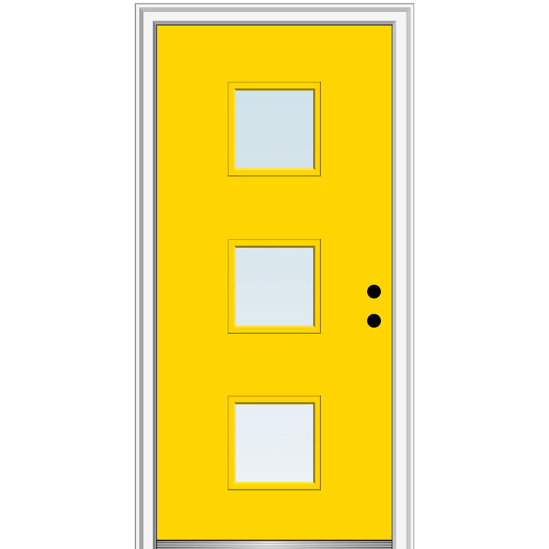 Porte d'entrée pré-suspendue en acier Spotlight, S'ouvre à droite vers l'intérieur, H 80 po x l 30 po x P 1,75 po, Noir