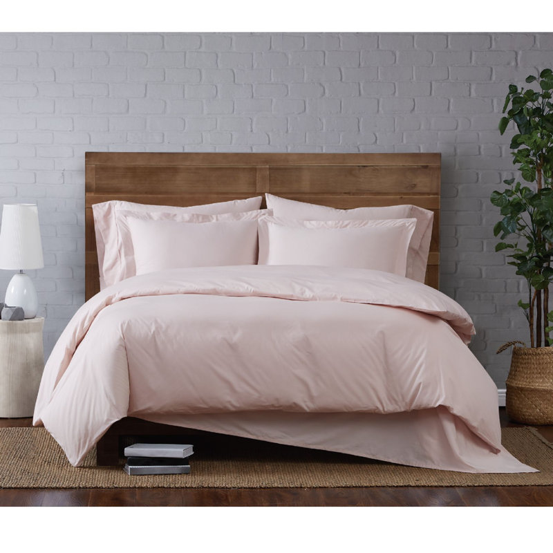 Blush Cotton King Duvet Cover Set with Shams