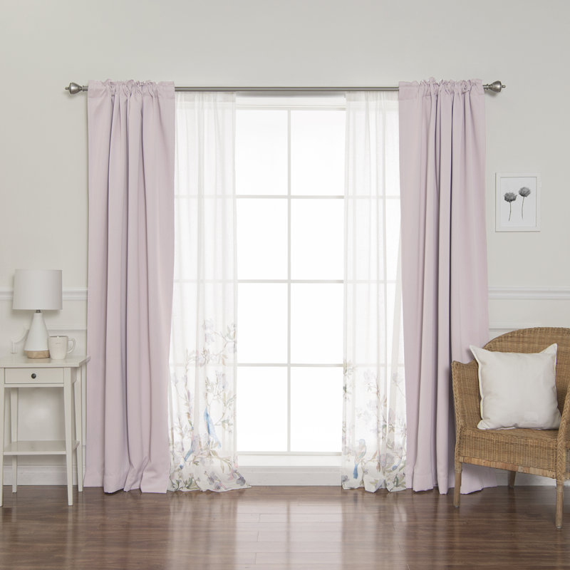 Panneaux de rideaux transparents et isolants Axelson, Rose bébé / Blanc