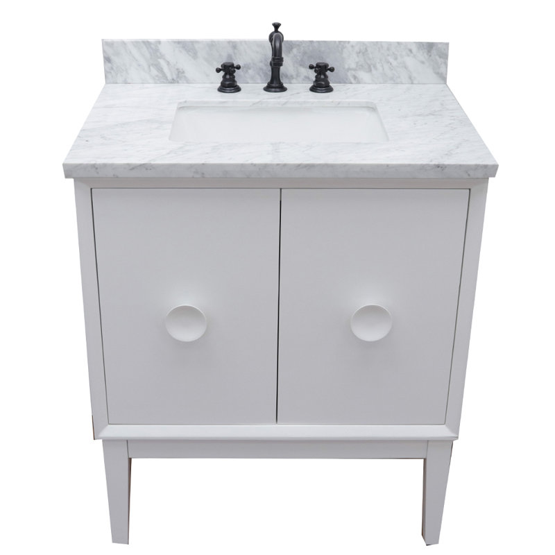 Ensemble de meuble-lavabo simple 31 po Crumley, Blanc / blanc Carrare