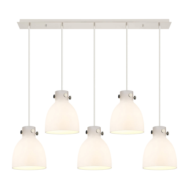 Luminaire suspendu grappe 5 lumières Amrith, Blanc, Nickel poli