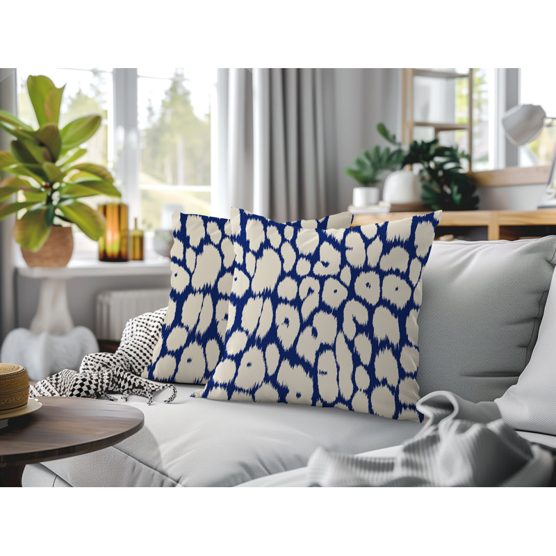 Oreiller réversible Clio Zebra, 18x18, Blue