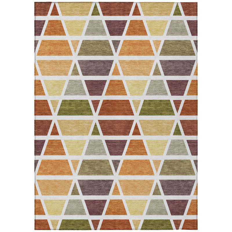 Machine Washable Indoor/Outdoor Chantille ACN2732 Geometric Rug, Terracotta, 8' x 10'