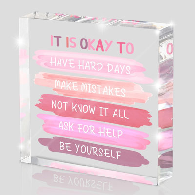 Inspirational Mental Health Acrylic Desk Sign, Positive Self Care Gift for Women