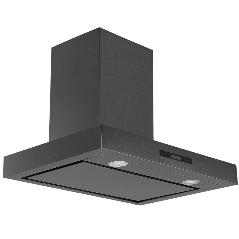 Ancona 30" Convertible Wall Mount Rectangular Style Range Hood in Black Stainless Steel