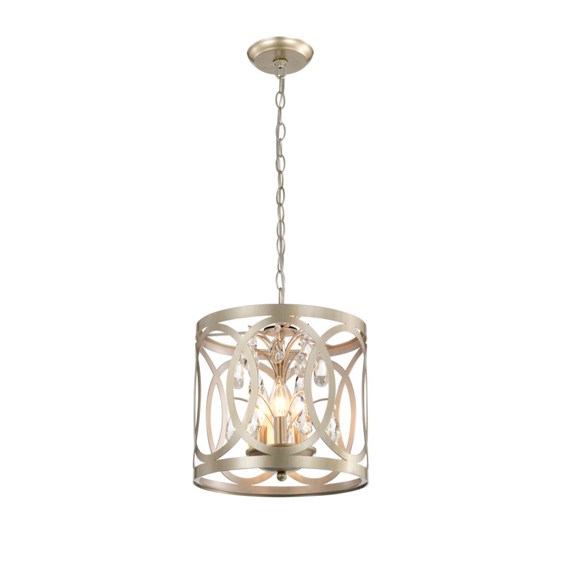 Vanetten 3 - Light 11.8" Unique Drum Pendant with Crystal Accents
