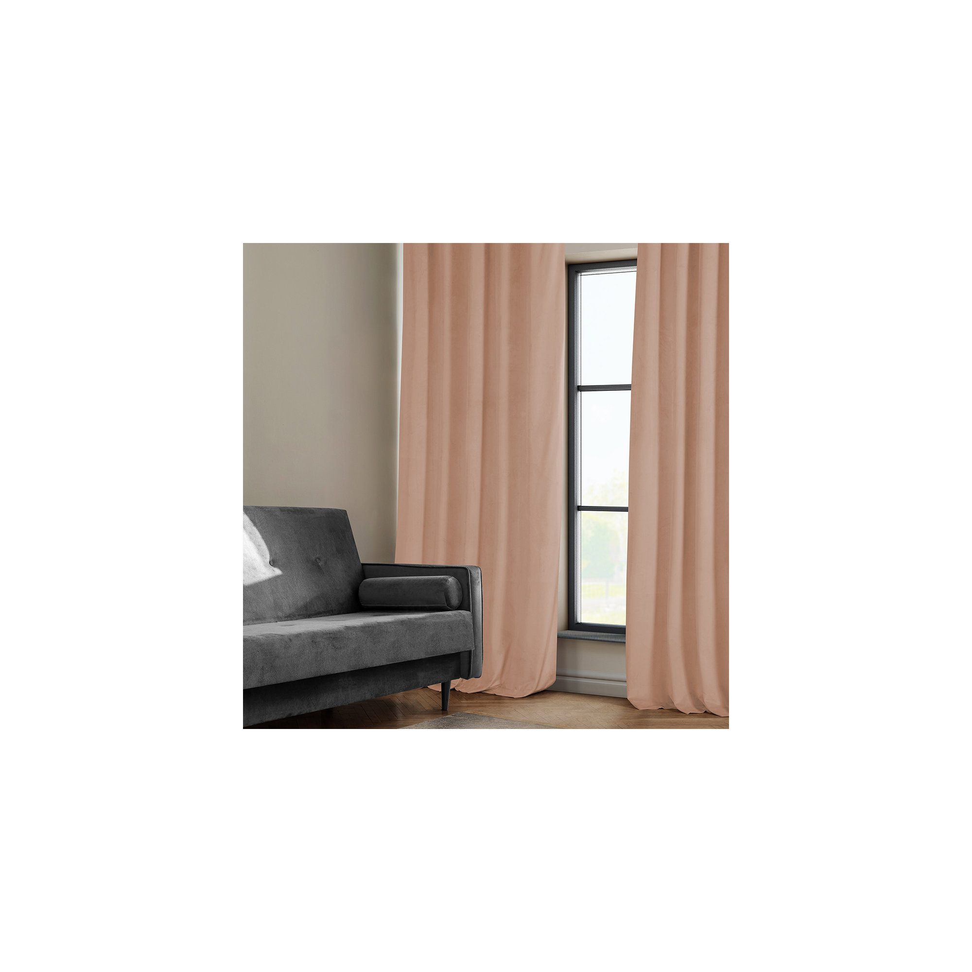 Matra Plush Velvet Curtains for Bedroom - Room Darkening Curtains for Living Room Window Single Panel, Peach Blossom