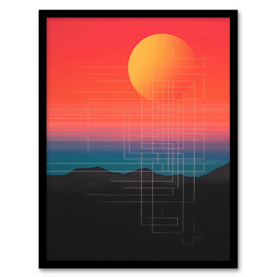 Sunset Modern Digital Abstract Mountain Landscape Gradient - Single Picture Frame Print