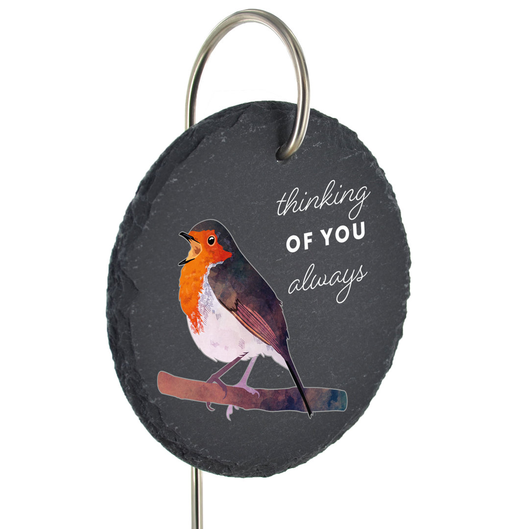 Braileigh Slate Circle Robin Grave Marker Memorial Plaque