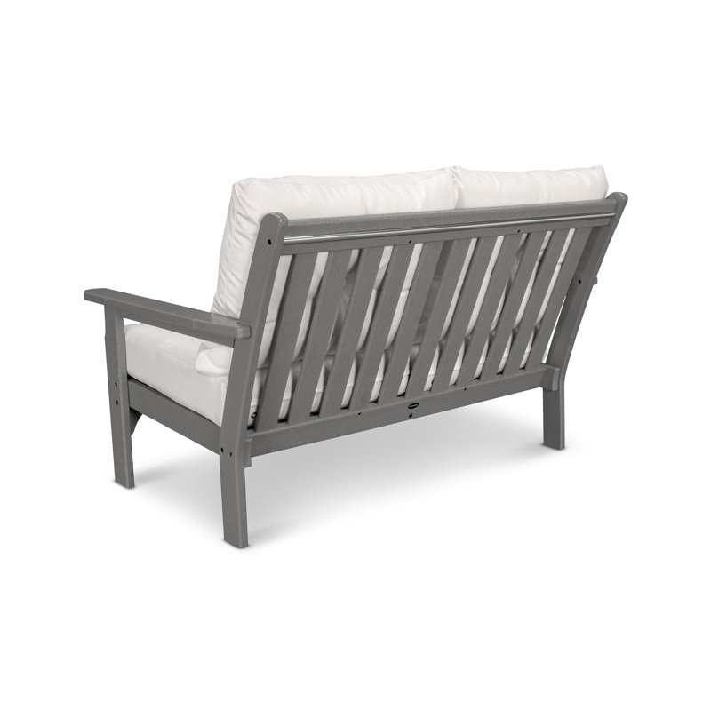 Lakeside Vineyard Deep Seating Loveseat, Slate Gray Frame/Natural Linen Cushion