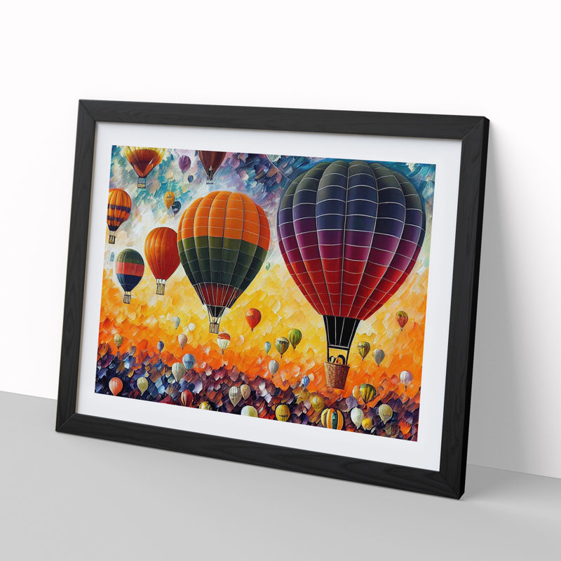 XH1022-6631X Hot Air Balloons Vol.1 Abstract - Single Picture Frame Painting, Black, 46cm H x 64cm W x 2cm D