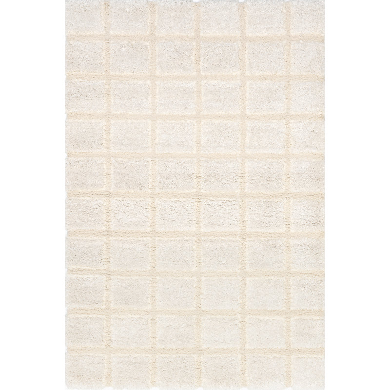 Christabel Checkered High-Low Shag Area Rug, Rectangle 4' x 6'