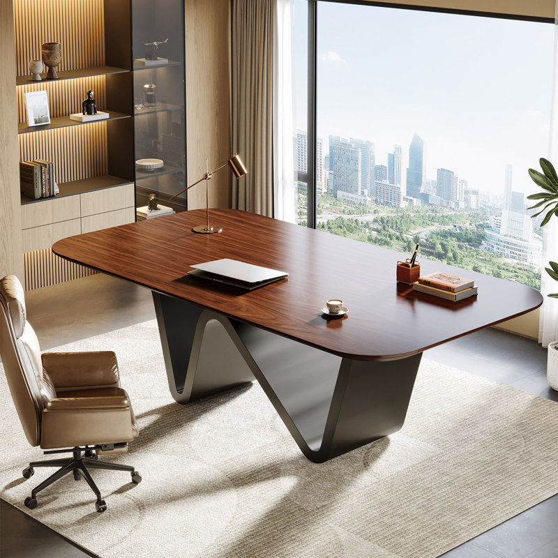 Bureau d'ordinateur 78,74 "rectangulaire de luxe avec base en métal pour 8-10