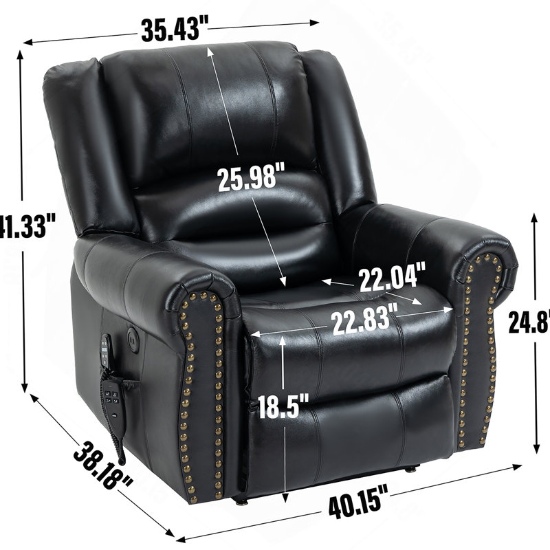 Fauteuil inclinable électrique Power Massage, Similicuir noir