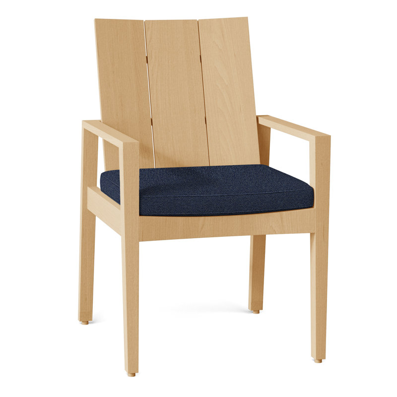 Chaise avec accoudoirs d'extérieur en teck Ashland, Welt, Indigo Intermix, Teck naturel