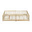 Lit double pleine grandeur avec clôture et porte, garde-corps de sécurité, bois d'hévéa-1264706175