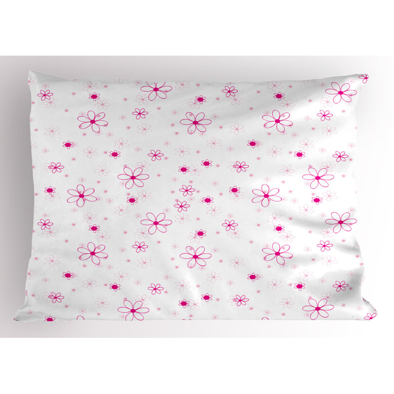 Magenta Fuchsia White Floral Microfiber Pillow Sham Set