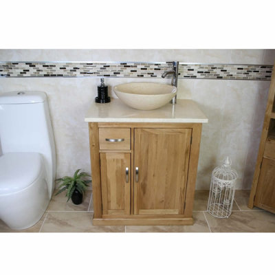 Deboer 750 mm Freestanding Single Vanity with Vessel Stone Basin