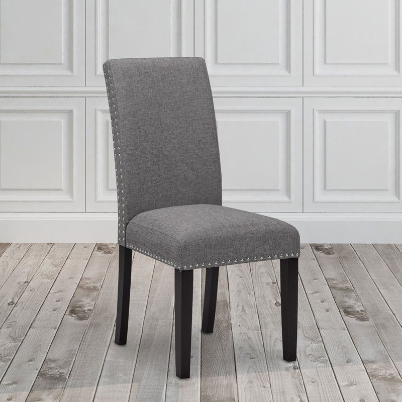 17'' H Linen Upholstered Side Chair, Slate