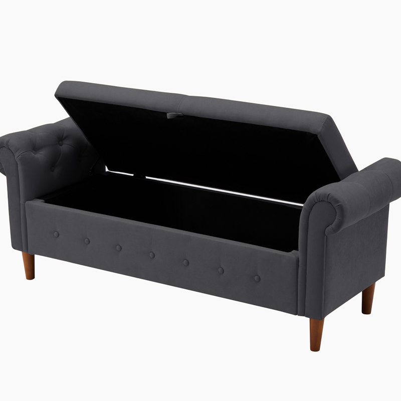 Kilner Upholstered Storage Bench, Dark Gray