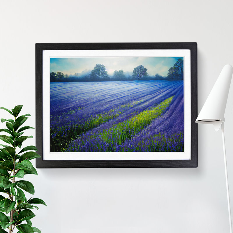 Magnetic Bluebell Field - Framed Print, Black, 46cm H x 64cm W x 2cm D
