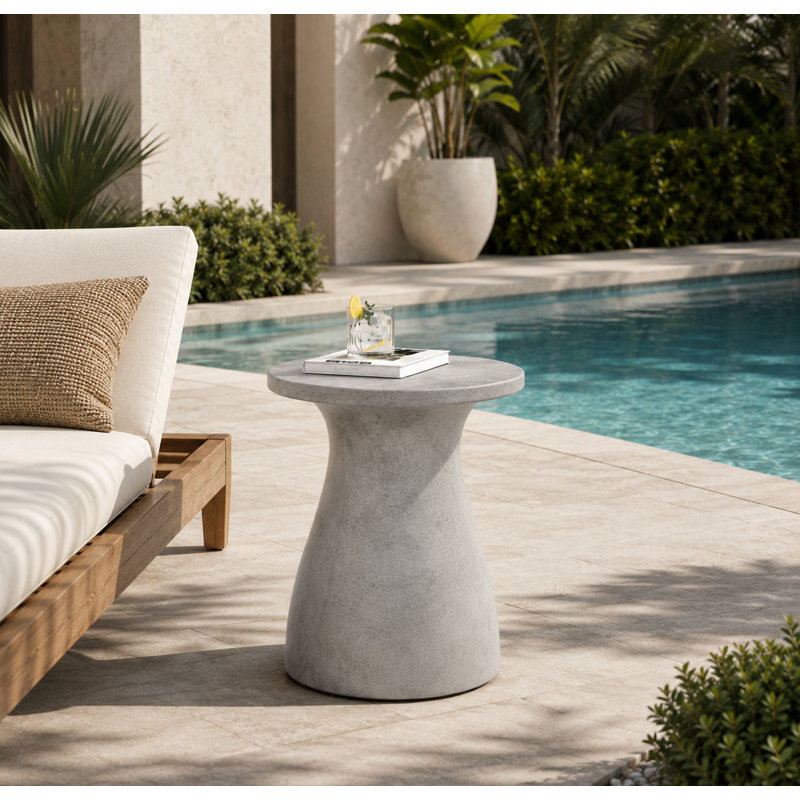 Zion Lightweight MGO Patio Side Table, Patio Garden Stool Coffee End Table,decorative Garden Stool For Patio,or Balcony ,lightweight Concrete Material, Light Cement