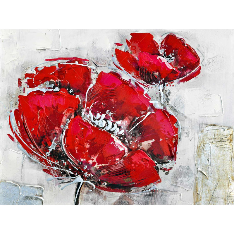 Abstract and texturized red flowers Bath Mat with Non-Slip Backing - Quick Dry Memory Foam Bathroom Rug - Absorbent - Modern Plush Spa-Style - Machine Washable