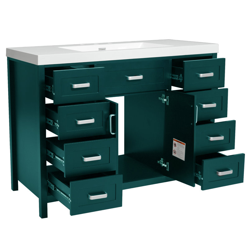 Meuble-lavabo 48 po avec plateau en résine, Vert