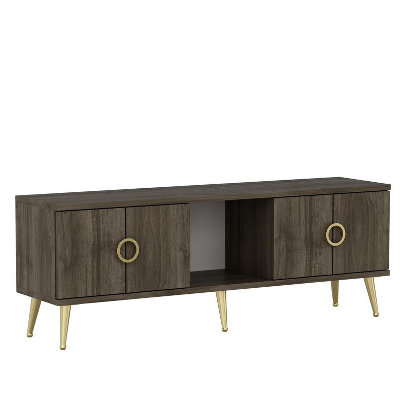 Élégant meuble télé en noyer de 47,2 po x 11,8 po x 17,7 po | 100% panneau de particules enduit de mélamine, épaisseur: 0,7 pouce | Pieds en PVC durable, hauteur: 5,9 pouces | Parfait pour le salon et les espaces de divertissement, conception moderne