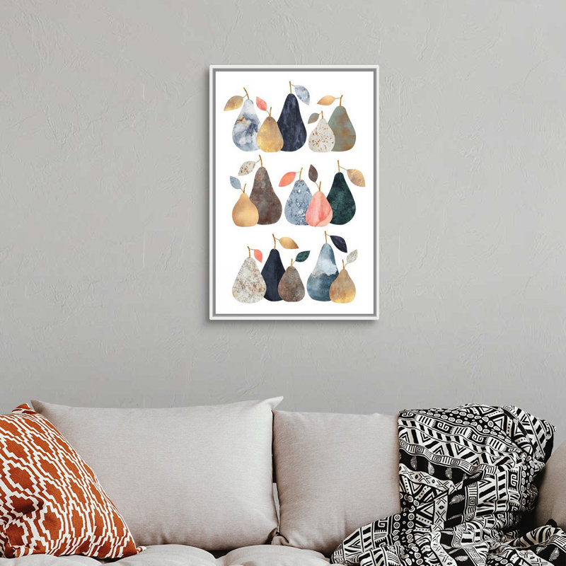Poires - reproduction d'art sur toile, H 31,7 po x l 21,7 po x P 1,75 po, Cadre flottant blanc
