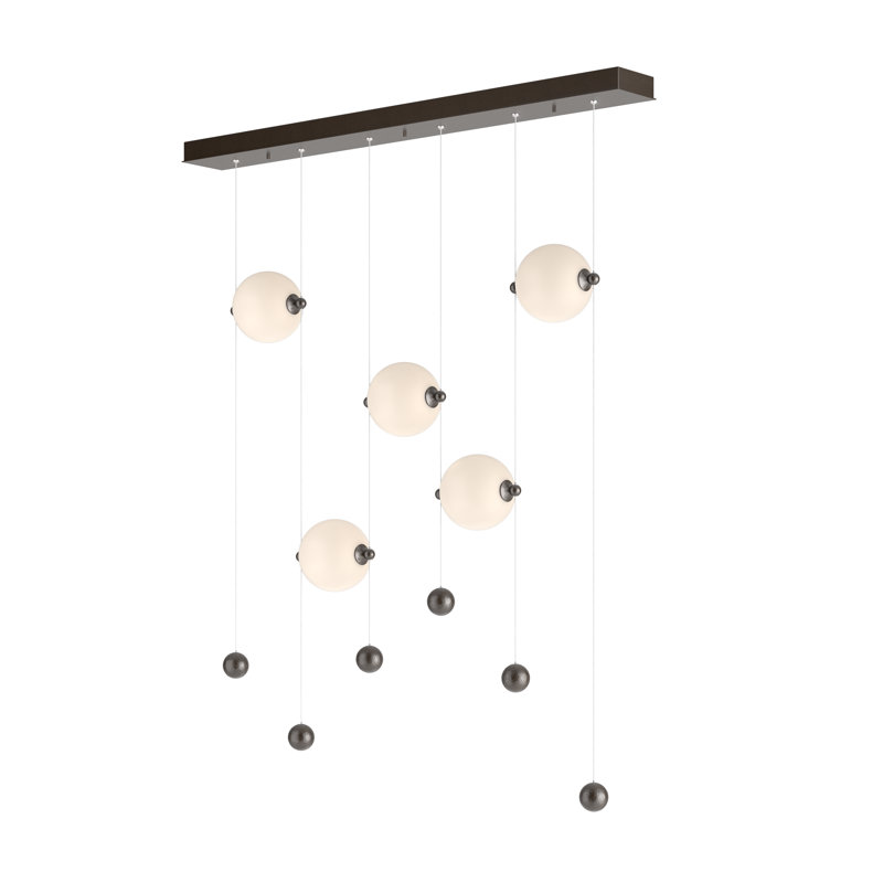 Abacus 5 - Light Cluster Globe LED Pendant, Oil Rubbed Bronze, Opal