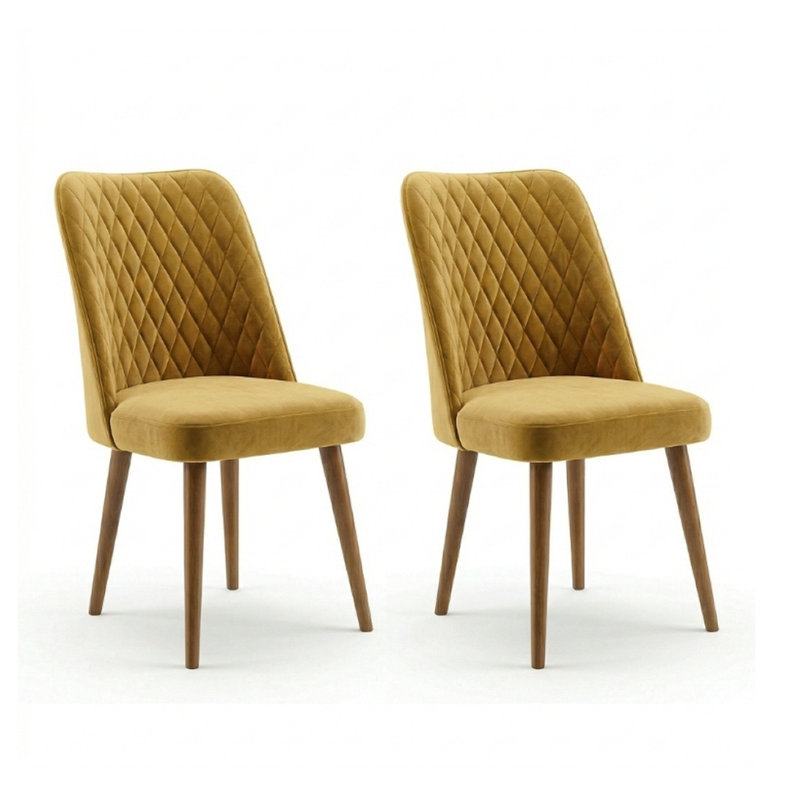Chaise parsons rembourrée en velours Ackley, Doré