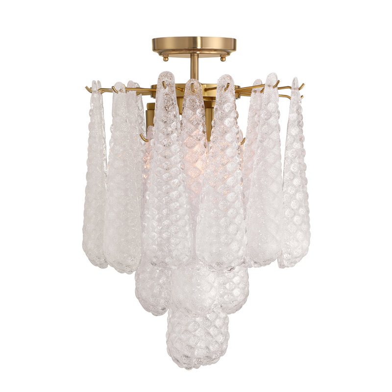 Hamrah 4 Light Aged Brass Semi Flush Mount, Clear