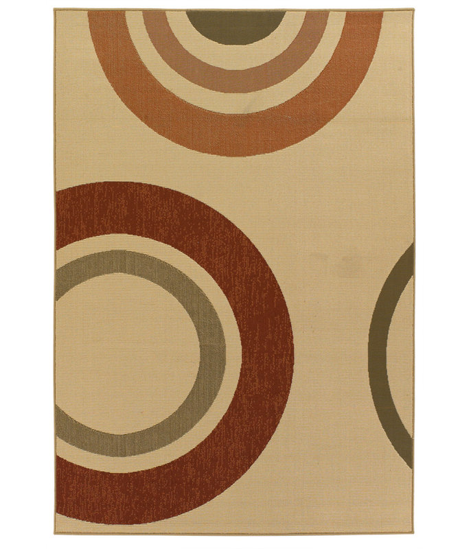 Tapis intérieur / extérieur rouge, orange, vert et beige Brynie, 5 pi x 8 pi