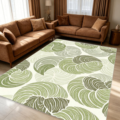 Tapis vert sauge et beige pour le salon, doux et confortable, convient à toutes les saisons, facile à entretenir, tapis de sol intérieur lavable à la machine, sous la table de ferme convenant à la chambre à coucher, à la salle à manger, au bureau, au balcon, au patio