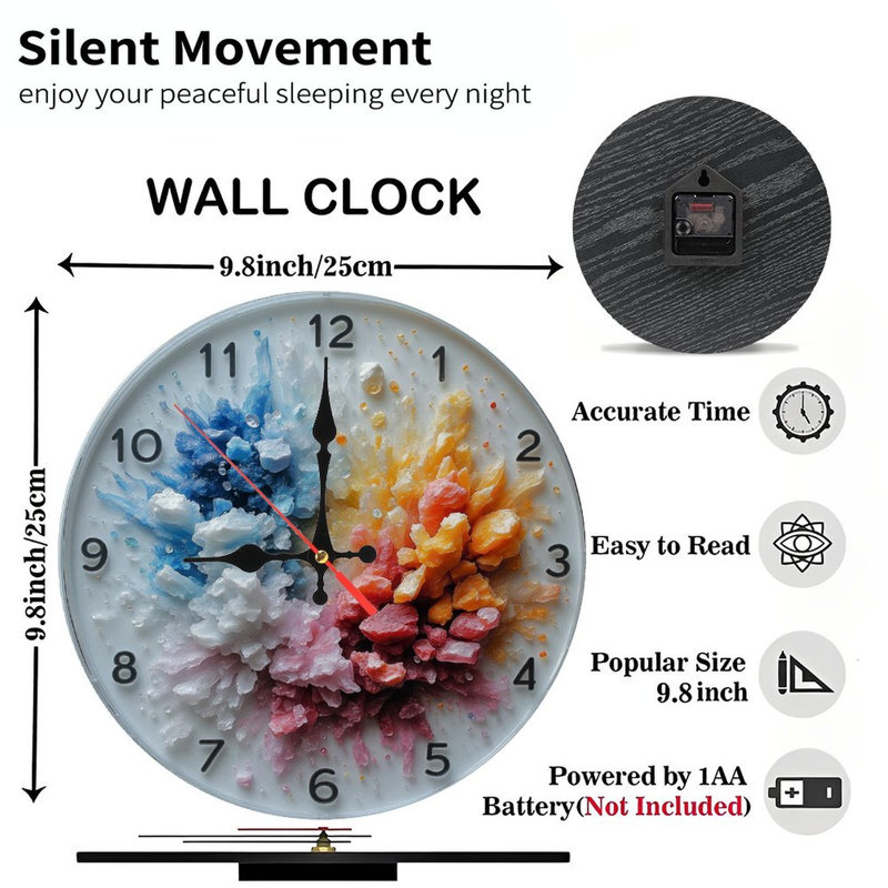 Horloge murale colorée en cristal
