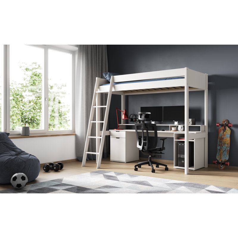 Abbyville European Single (90 X 200 Cm) High Sleepers with Desk Included, White